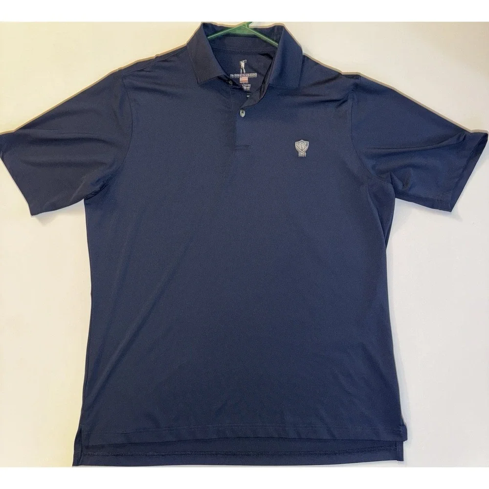 Men's Large Fairway & Greene Navy Blue Golf Polo Shirt‎ Short Sleeve Collared